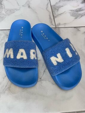 EUC MARNI Logo Terry Pool Slides Sandals Shoes - Made Italy Sz 8 39